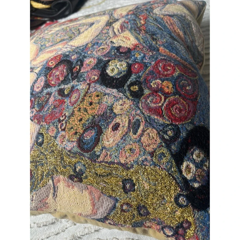 Metrax-Craye Gustav Klimt The Virgin Tapestry Pillow Metallic Gold 17x17 Belgium